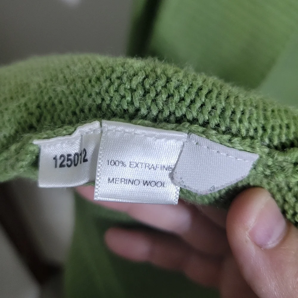 At Studio Soft Green 100% Extrafine Merino Wool Open Front Tie Cardigan, Size M - Picture 5 of 5
